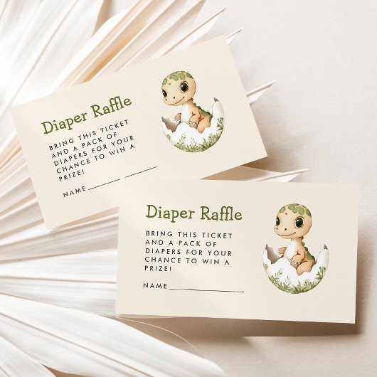 かわいい孵化恐竜の赤ちゃんシャワーおむつラッフル エンクロージャーカード