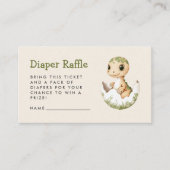 かわいい孵化恐竜の赤ちゃんシャワーおむつラッフル エンクロージャーカード (正面)