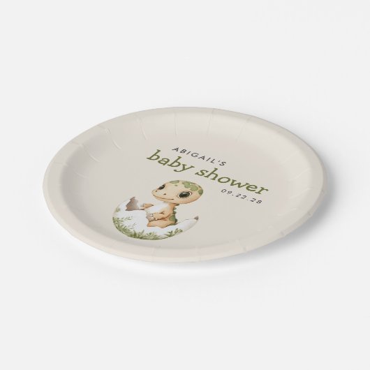 かわいい孵化恐竜の赤ちゃんシャワー ペーパープレート (アングル)