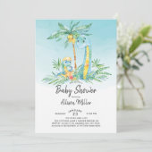 かわいい孵化恐竜男の赤ちゃんシャワー招待状 招待状 (スタンド正面)