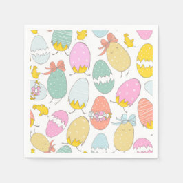 かわいい孵化雛とイースターエッグ スタンダードカクテルナプキン