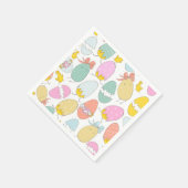 かわいい孵化雛とイースターエッグ スタンダードカクテルナプキン (角)