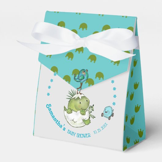 かわいい孵化Dino赤ちゃんシャワー フェイバーボックス (正面サイド)