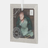 かわいい宅配便の小包ベビーの出産告知写真 ガラスオーナメント (正面左)