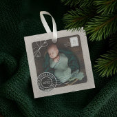 かわいい宅配便の小包ベビーの出産告知写真 ガラスオーナメント