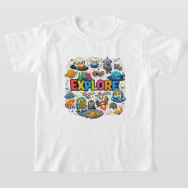 かわいい宇宙と読書の「探検」バックトゥスクールキッズ Tシャツ