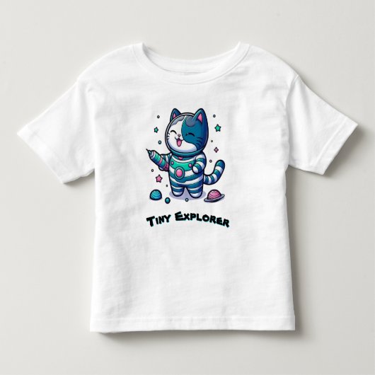 🚀 かわいい宇宙ねこ飛行士 🐱 トドラーTシャツ (正面)