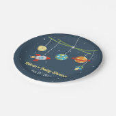 かわいい宇宙のまぐさ桶はベビーシャワーの供給をもてあそびます ペーパープレート (アングル)
