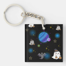 かわいい宇宙のオバケの銀河に浮かぶアクリルキーチェーン