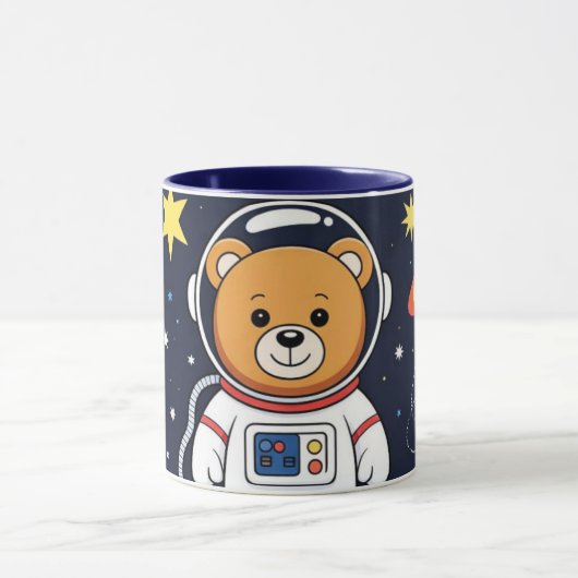 かわいい宇宙のクマの宇宙飛行士イラスト マグカップ (中央)