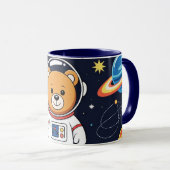 かわいい宇宙のクマの宇宙飛行士イラスト マグカップ (正面右)