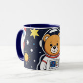 かわいい宇宙のクマの宇宙飛行士イラスト マグカップ (正面左)