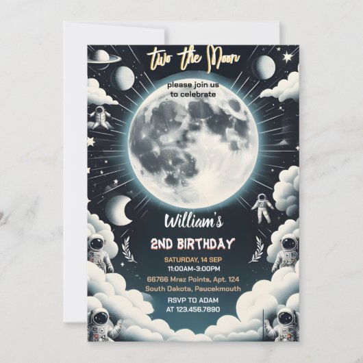 かわいい宇宙の夜空2月2日の誕生日 招待状 (正面)
