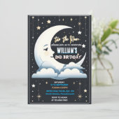 かわいい宇宙の夜空2月2日の誕生日 招待状 (スタンド正面)