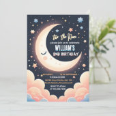 かわいい宇宙の夜空2月2日の誕生日 招待状 (スタンド正面)