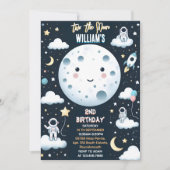 かわいい宇宙の夜空　月　２歳の誕生日 招待状 (正面)
