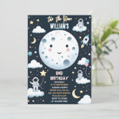 かわいい宇宙の夜空　月　２歳の誕生日 招待状 (スタンド正面)