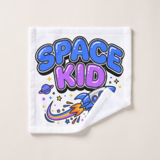 かわいい宇宙の子どものロケット ウォッシュタオル