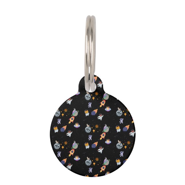 かわいい宇宙の子猫の銀河系 ペット　ネームタグ (正面)