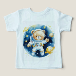 かわいい宇宙の宇宙飛行士くまの子供服Tシャツ