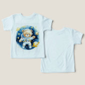 かわいい宇宙の宇宙飛行士くまの子供服Tシャツ (デザイン正面&裏面)