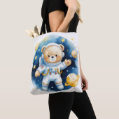 かわいい宇宙の宇宙飛行士のクマトートバッグ トートバッグ (クローズアップ)
