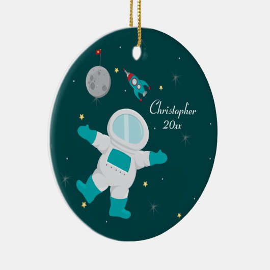かわいい宇宙の宇宙飛行士の名前入りなオーナメント セラミックオーナメント (右)