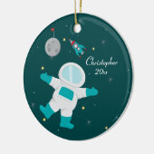 かわいい宇宙の宇宙飛行士の名前入りなオーナメント セラミックオーナメント (左)