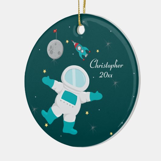 かわいい宇宙の宇宙飛行士の名前入りなオーナメント セラミックオーナメント (左)