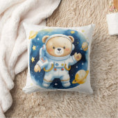 かわいい宇宙の宇宙飛行士クマのスローピロー クッション (ブランケット)