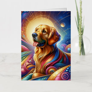 かわいい宇宙の幸せな面白い犬のショッピングトートバッグ 箔グリーティングカード