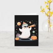 かわいい宇宙の幽霊望遠鏡 スプーキー ハロウィン ポンプ カード (黄色い花)