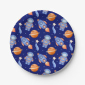 かわいい宇宙の惑星と宇宙飛行士 ペーパープレート (正面)