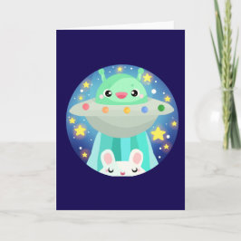 かわいい宇宙の生き物とうさぎ カード