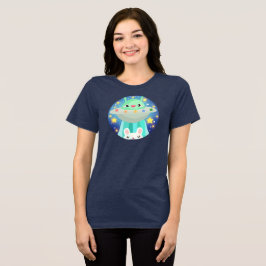 かわいい宇宙の生き物とうさぎ トライブレンドTシャツ