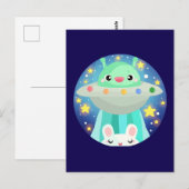 かわいい宇宙の生き物とうさぎ ポストカード (正面/裏面)