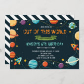 かわいい宇宙の誕生日のパーティの招待状 招待状 (正面/裏面)