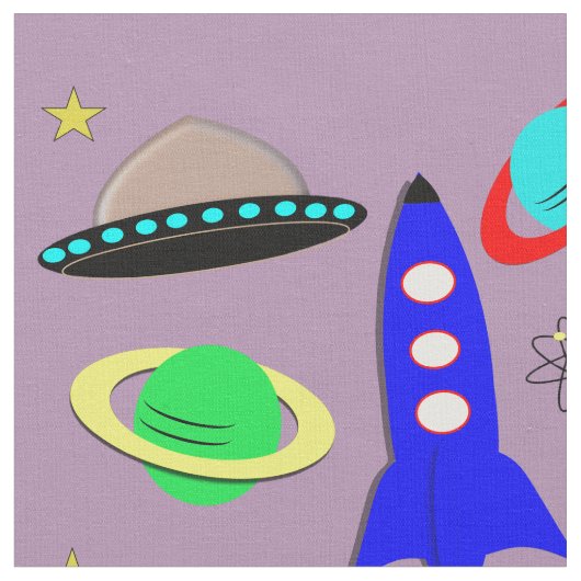 かわいい宇宙をテーマに ファブリック (クローズアップ)