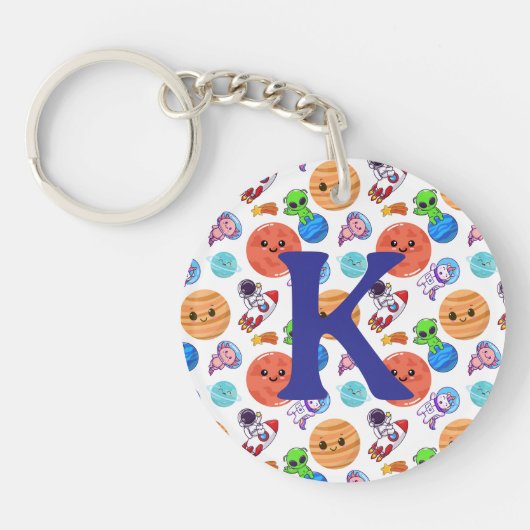 かわいい宇宙をテーマパーソナライズされたに キーホルダー (正面)