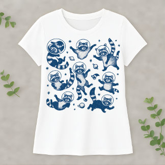 かわいい宇宙アライグマ アイボリー 宇宙飛行士 動物 Tシャツ