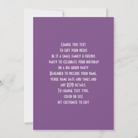 かわいい宇宙エイリアンをテーマにした誕生日パーティー 招待状 (裏面)