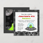 かわいい宇宙エイリアンテーマ子供の誕生日 招待状 (正面/裏面)