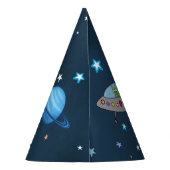 かわいい宇宙エイリアンピースプラネットスターズハッピーバースデー パーティーハット (裏面)