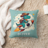 かわいい宇宙カウボーイ恐竜乗りロケット クッション (ブランケット)