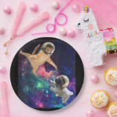 かわいい宇宙キャット対宇宙ドッグ銀河系エピックファイトO ペーパープレート (パーティー)