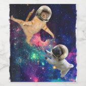 かわいい宇宙キャット対宇宙ドッグ銀河系エピックファイトO ワインラベル (シングルラベル)