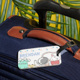 かわいい宇宙キャラクターパーソナライズされたキッズ ラゲッジタグ
