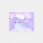 かわいい宇宙クジラとウサギ付箋 ポストイット (正面)