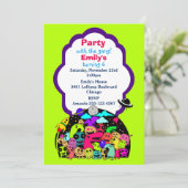 かわいい宇宙クリーチャーの誕生日パーティー招待状 招待状 (スタンド正面)