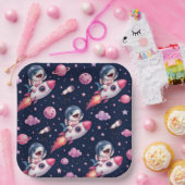 かわいい宇宙サメロケット ペーパープレート (パーティー)